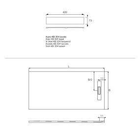 Piatto Doccia Resina finitura Pietra Bianco con griglia inox PURE - Scheda tecnica