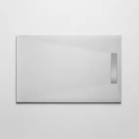 Receveur de douche en résine finition ardoise blanche et grille inox NATURE