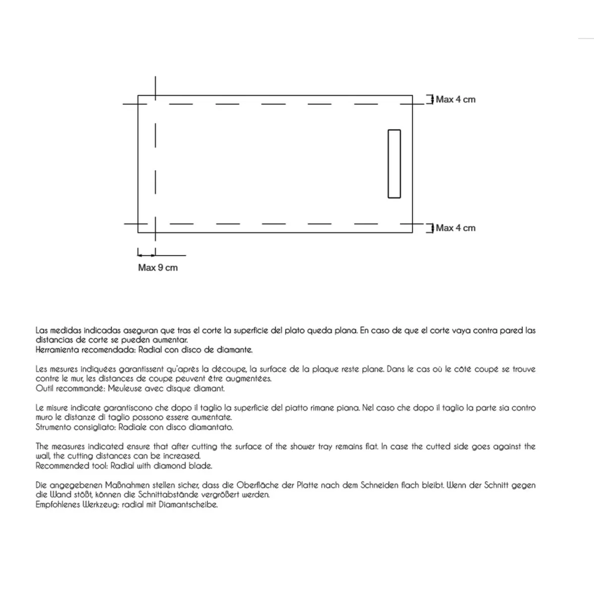 Receveur de douche en résine finition ardoise blanche et grille inox NATURE