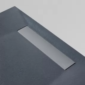 Receveur de douche en résine finition ardoise blanche et grille inox NATURE