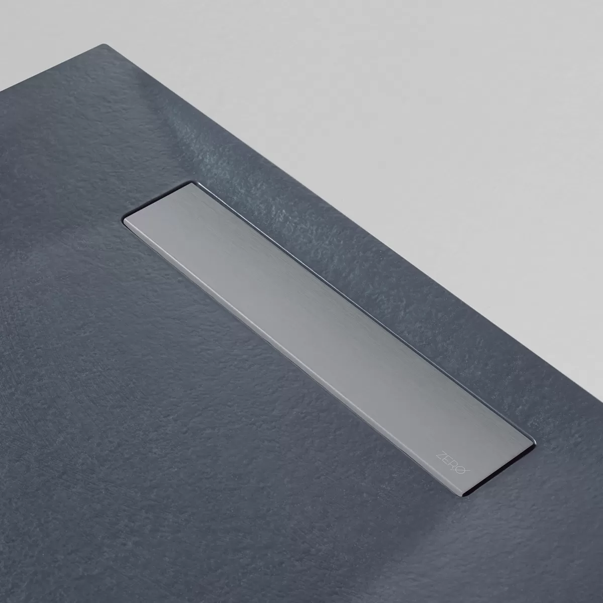 Receveur de douche en résine finition ardoise blanche et grille inox NATURE