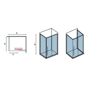 Transparente Innen- und Außendrehtür für Dusche 6mm H195