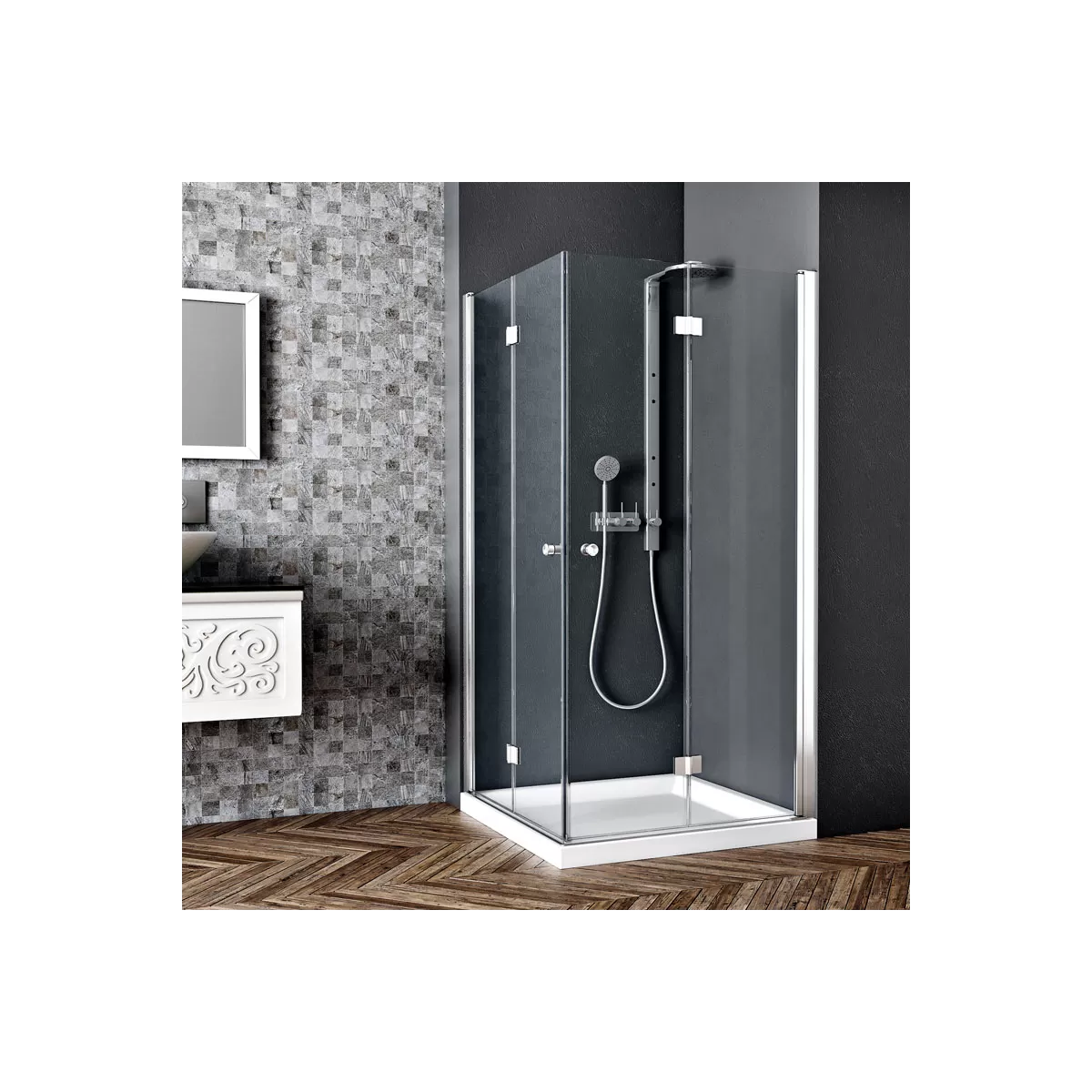 Transparente Innen- und Außendrehtür für Dusche 6mm H195