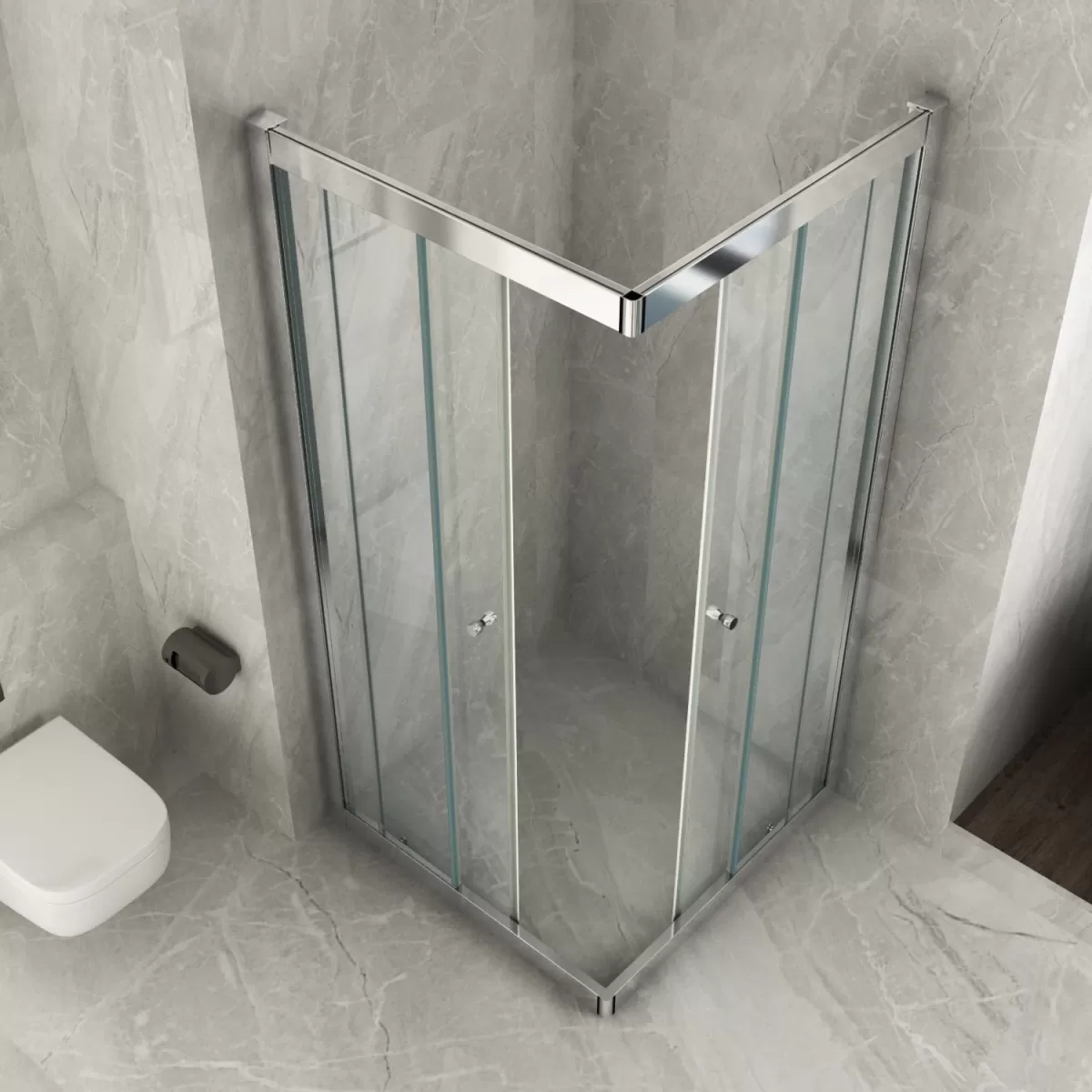 Cabine de douche coulissante transparente 2 côtés 8mm h200 réversible Diamante