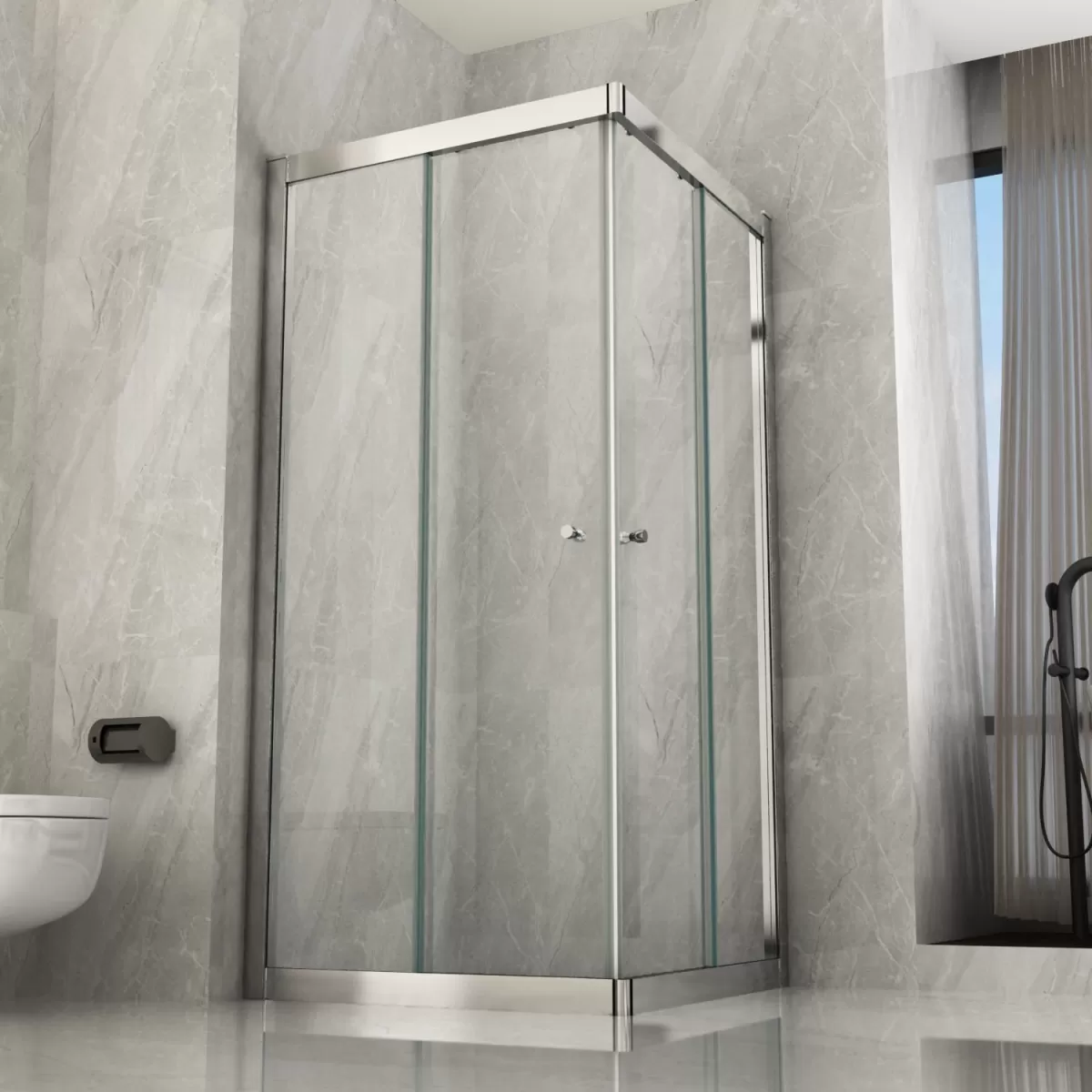 Cabine de douche coulissante transparente 2 côtés 8mm h200 réversible Diamante