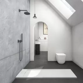 Receveur de douche en marbre minéral avec effet Venise Anthracite Ardesia Stone