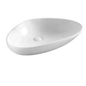 Lavabo à poser Salerno en goutte de céramique blanche 50x40,5x12