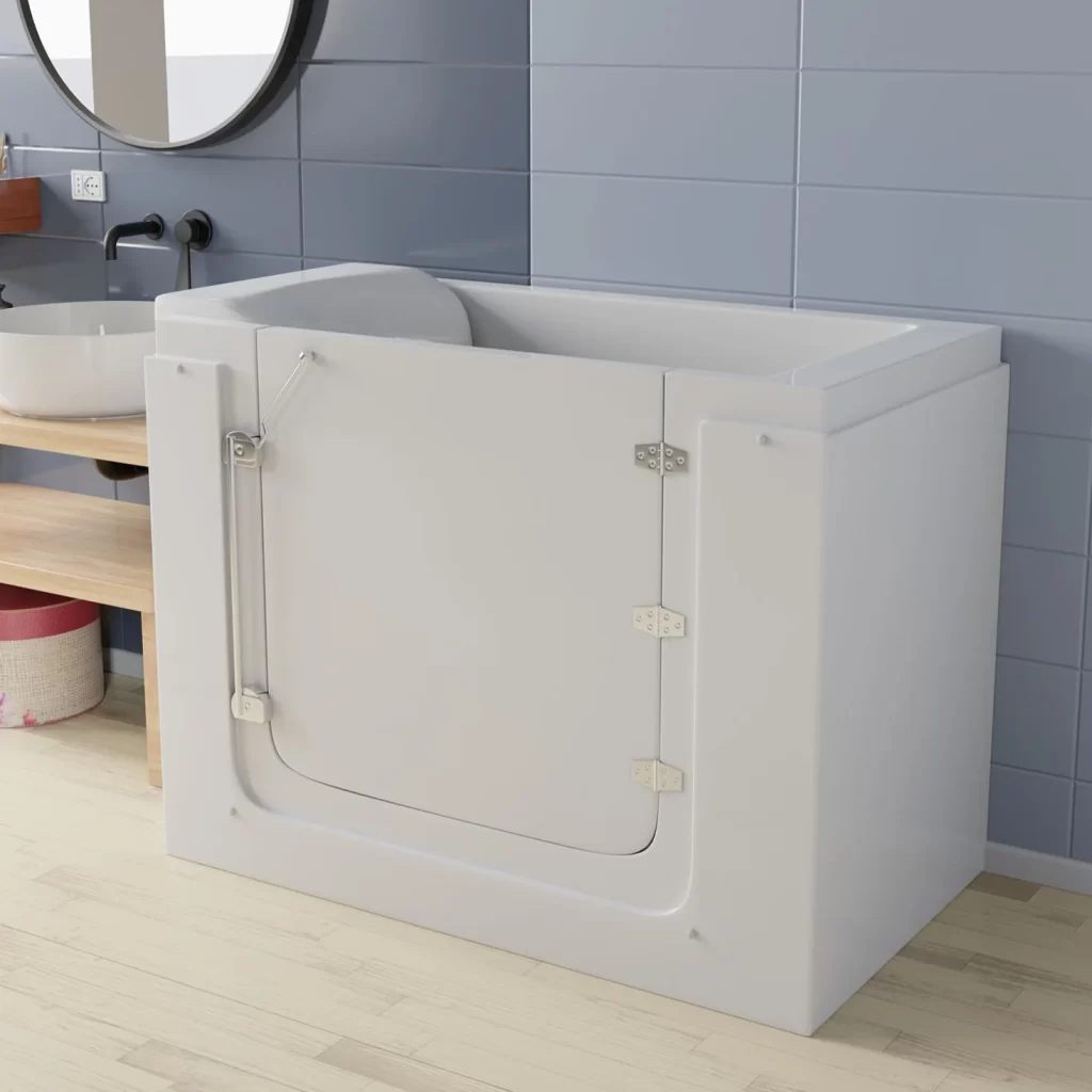 Vasca da bagnob con sportello per bagni piccoli con seduta interna