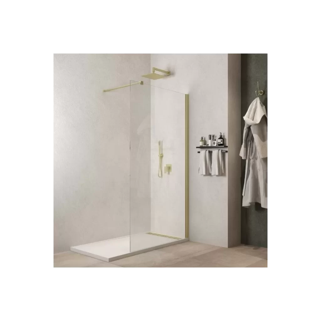 Parete doccia walk in con profilo oro