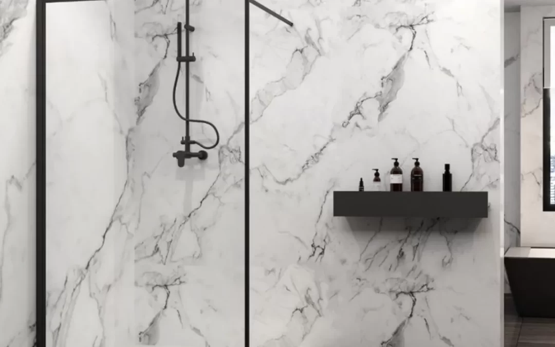 Parete doccia trasparente con profilo nero