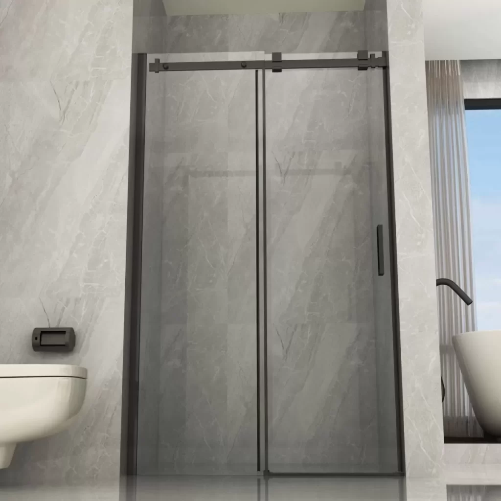 Porta doccia scorrevole con cristallo 8mm trasparente e proofilo nero